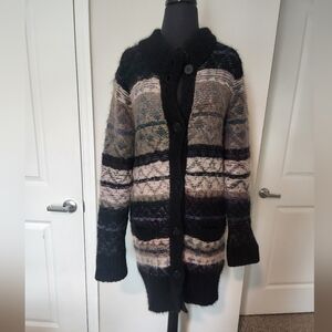 Vanessa Bruno Black and Multicolor Patterned Cardigan
